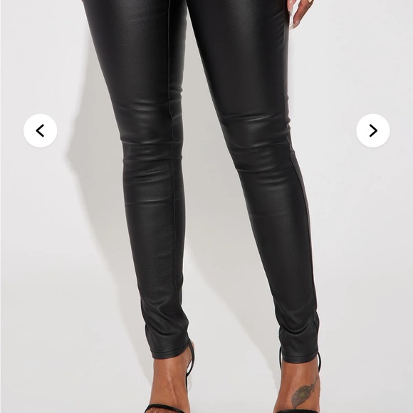 Women's Black Faux Leather Pants - Picture 3 of 4